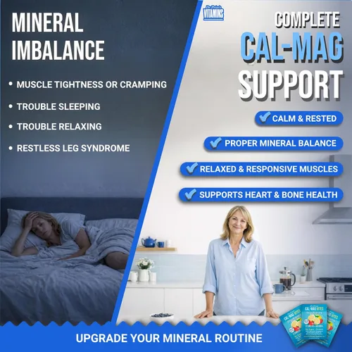 Miniatura 3 de Cal-Mag Vites - Polvo de calcio y magnesio para hombres y mujeres, vitamina K, D, suplemento mineral, bebida calmante natural para aliviar