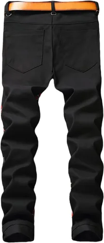 Miniatura 174 de Baylvn - Pantalones de mezclilla entallados y estampados para hombre con corte recto