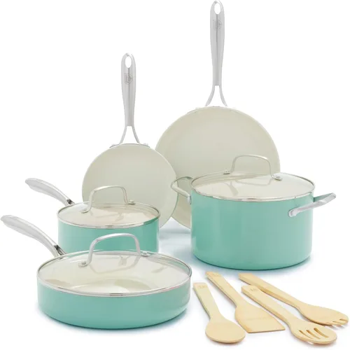Miniatura 10 de GreenLife Artisan - Sartén antiadherente de cerámica saludable, cazuela jumbo de 5 cuartos de galón con mango ayudante y tapa, mango de acero