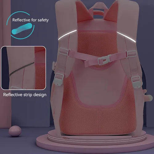 Miniatura 5 de KEBEIXUAN Mochilas para niñas con bonito colgante Kawaii School Bag, A-Rosa, Lindo