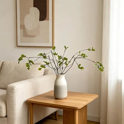6Pcs 23.2inch Artificial Greenery Stems Artificial Ficus Branches Faux Ficus Twig Plants Green Silk Leaf Spray for Home Office Wedding Vase Filler