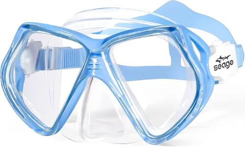 Miniatura 10 de Seago Gafas de natación para niños con cubierta para la nariz, máscara de esnórquel, máscara de buceo y natación, vidrio templado antivaho