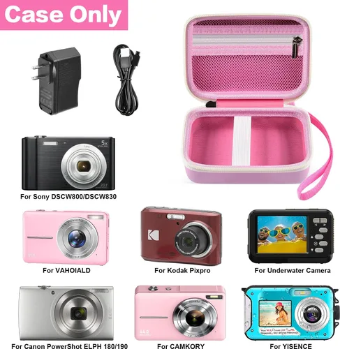 Miniatura 2 de GWCASE Funda para cámara digital compatible con CAMKORY/para YISENCE/para VAHOIALD/para Kodak Pixpro/para Canon PowerShot ELPH 180 190/para Sony Rosa