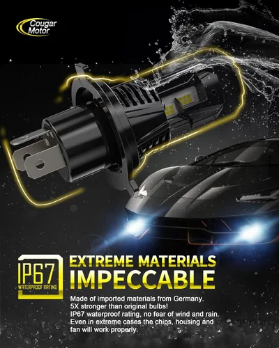 Miniatura 7 de Cougar Motor Bombillas antiniebla H4, sin polaridad con ventilador de refrigeración ATV/UTV H4, lámparas antiniebla auxiliares, Plug-N-Play, paquete