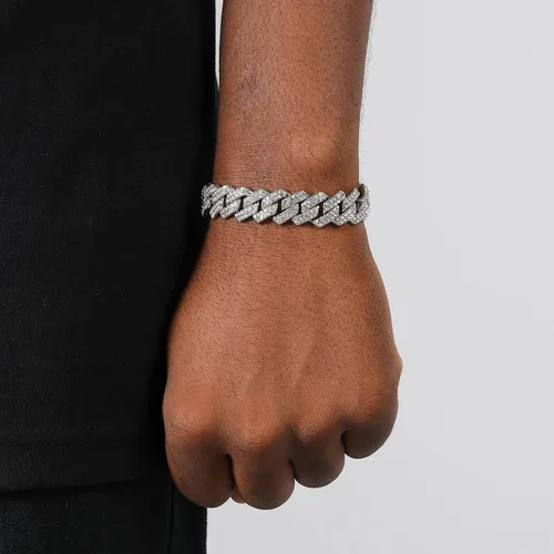 Miniatura 5 de Saintda Cuban Link Bracelet For Men WomenRose Gold18K Gold PlatedSilver Bracelet13mm8 inches Miami Iced Out Bracelet Hip Hop Bracelets Jewelry
