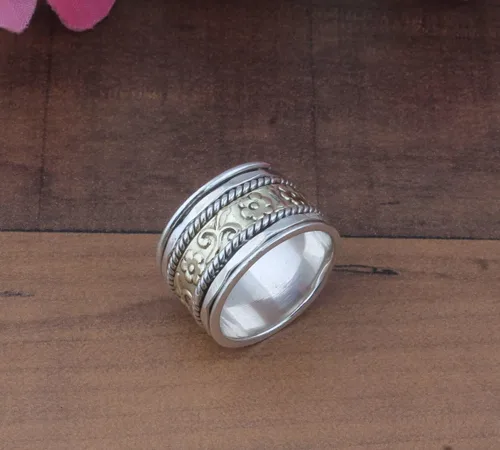 Miniatura 29 de Boho Spinner Ring, Mothers Day Gift, Silver 925 Women Ring, Sterling Silver 925 Ring, Fidget Spinner Ring,Women Silver Anxiety Ring