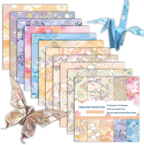 Miniatura 15 de Kit de papel para Origami, doble cara, 100 hojas, 20 colores, 6 pulgadas, cuadrado japonés Chiyo, fácil de doblar, para manualidades, bricolaje