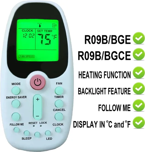 Miniatura 2 de Reemplazo para Keystone Midea Indurama Aire Acondicionado Control Remoto R09B/BGCE R09/BGCE RG09E/BGCEU1 R09D/BGCE