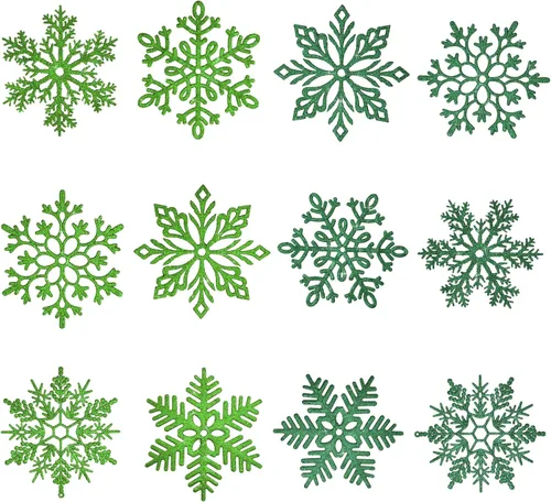 Miniatura 19 de Sratte Paquete de 24 adornos de copos de nieve grandes con purpurina de 12 pulgadas, decoración gigante de plástico para colgar en invierno, Plata