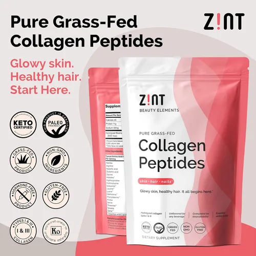 Miniatura 2 de Zint Polvo de péptidos de colágeno: certificado Paleo y Keto, hidrolizado de colágeno granulado tipo I y III para una mayor absorción, proteína