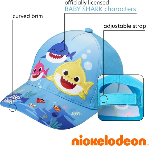 Miniatura 2 de Nickelodeon Gorro de tiburón para niños pequeños, paquete de 2 gorras de béisbol ajustables