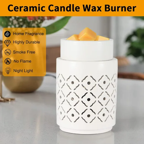 Miniatura 3 de Calentador de cera de cerámica, calentador de cera de velas, luz nocturna, derretidor de cera eléctrico 2 en 1 y calentador de fragancias