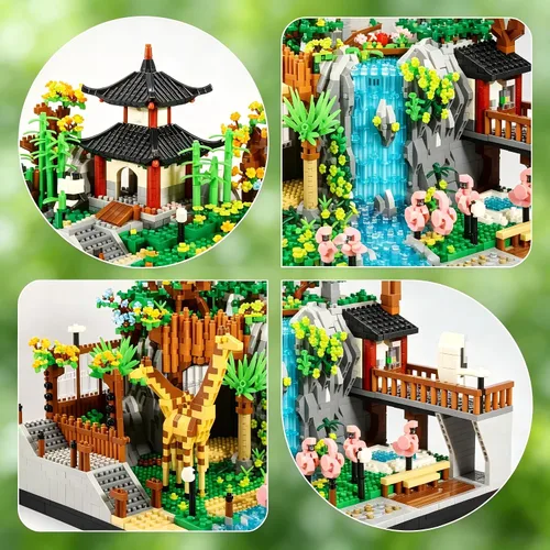 Miniatura 2 de Juego de bloques de construcción de zoológico con jirafa, panda, flamenco, 5000 unidades para adultos o adolescentes a partir de 14 años, kit