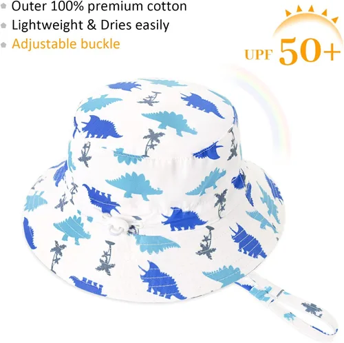 Miniatura 3 de Sombrero de sol para bebé, para verano, playa, protección solar UPF 50+, sombrero de ala ancha para niños pequeños