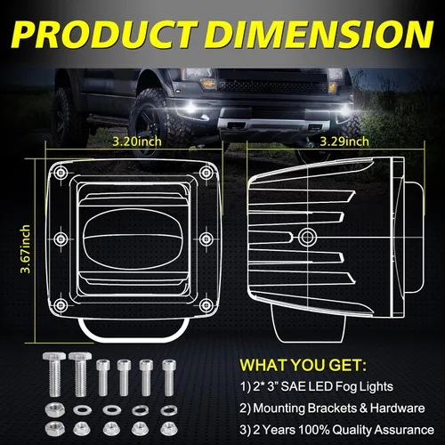 Miniatura 2 de 3" SAE luces antiniebla LED legales para la calle, aprobadas por DOT, cubos LED cuadrados, cápsulas de luz antiniebla de haz trun-cado, 2 piezas