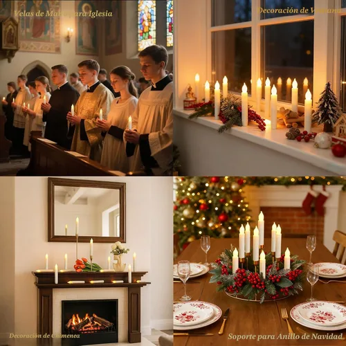 Miniatura 5 de MUMCHASI Velas sin llama Candelabros a pilas Velas LED parpadeantes Velas eléctricas sin llama Candelabros cónicos Iglesia Boda Fiesta de Halloween