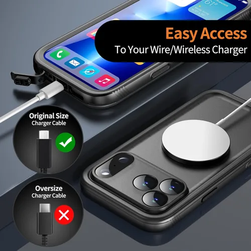 Miniatura 14 de Cozycase TOP Funda impermeable para iPhone 17 Pro Max - Grado militar resistente a todo 360 con protector de cámara de pantalla, doble IP68 a prueba