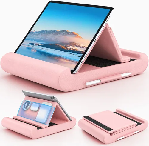Miniatura 9 de CreaDream Soporte de almohada para tablet, soporte plegable para tableta, para regazo, cama y escritorio, almohadilla suave con bolsillo y soporte
