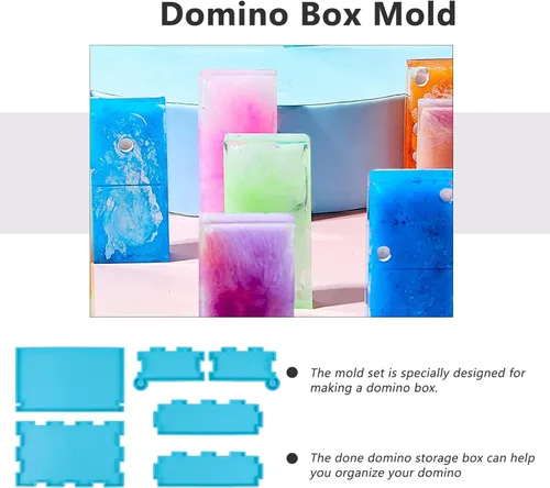 Miniatura 5 de EXCEART 1 Unidades DIY Domino Box Molde de Silicona y Domino Molds Set para Fundición de Resina Caja de Almacenamiento Domino Molde de Resina