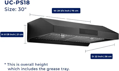 Miniatura 3 de Hauslane Campana extractora debajo del gabinete de 30 pulgadas, campana extractora de acero inoxidable con conductos, campana de ventilación