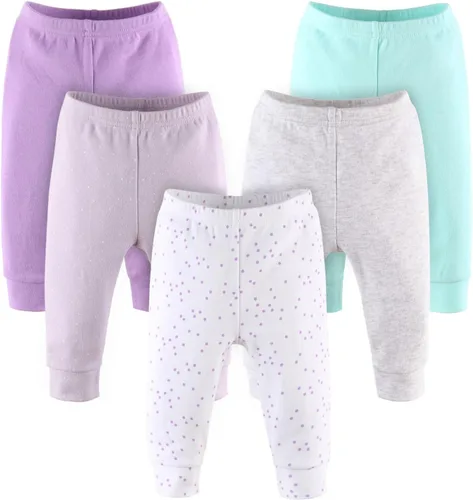 The Peanutshell 5 Pack Baby Girl Pants Set - 100% Cotton Toddler Pants for Girls, 0-24 Months for Toddlers & Babies - Pastel