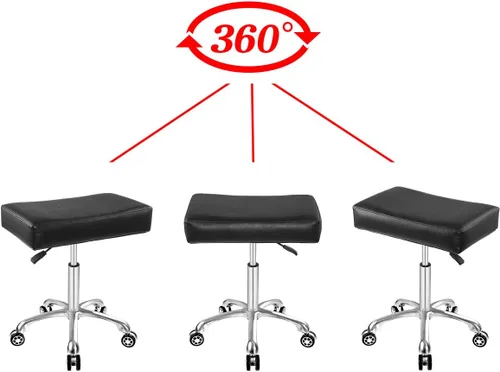 Miniatura 5 de Antlu Taburete giratorio ajustable para masaje oficina tatuaje cocina, trabajo pesado taburete hidráulico con ruedas (negro)