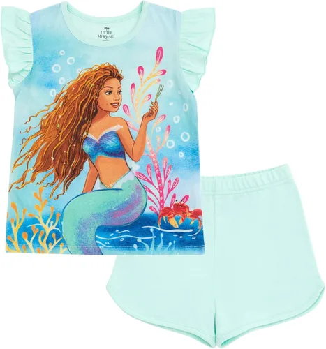 Disney Minnie Mouse Lilo & Stitch Little Mermaid Ariel - Conjunto de camiseta floral y pantalones cortos de rizo francés, para bebés y niños grandes