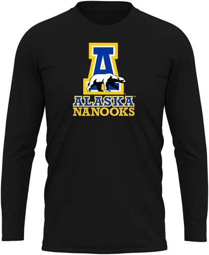 Miniatura 224 de Camisa deportiva de manga larga oficial de la NCAA Collegiate para hombre, colección negra con logotipo primario