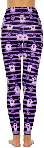 Miniatura 3 de Helloween Boo Cartoon Ghosts Womens Yoga Pants High Waisted Tummy Control Leggings Stretch Workout Gym Pants