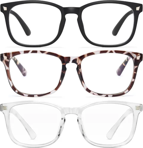 Miniatura 14 de CCVOO Lentes de lectura con estampado elegante, filtro de luz azul y protección UV, marcos cuadrados, lectores para mujer Leopardo
