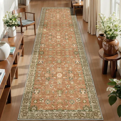 Miniatura 78 de Tangsoo Alfombra lavable para pasillo, antideslizante, 2 x 6 pies, estilo bohemio, floral, vintage, para entrada, suelo suave, para cocina, baño