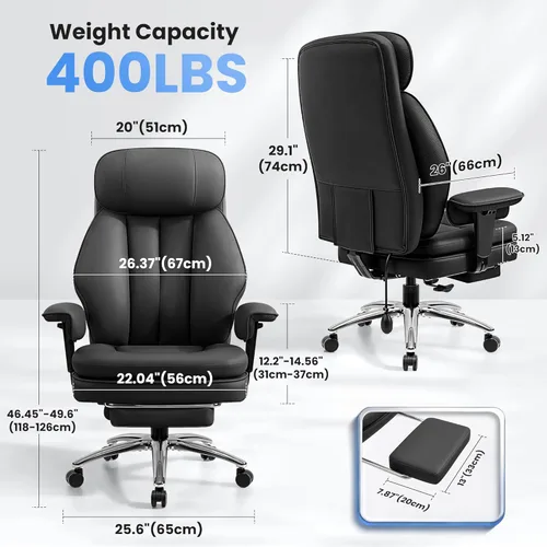 Miniatura 3 de BestGlory Silla de escritorio de oficina con soporte lumbar inflable, silla de oficina ergonómica [cojín y reposapiés mejorados de doble capa], Negro
