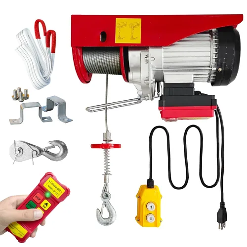 Polipasto eléctrico 2 en 1, 1760 libras cabrestante de polipasto eléctrico con control inalámbrico de 98 pies y control remoto con cable, polipasto