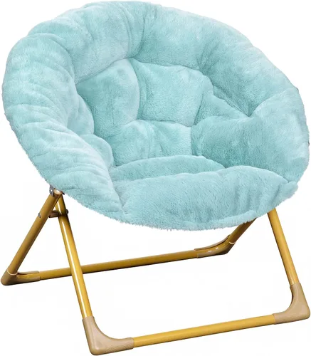Miniatura 14 de Flash Furniture Silla Mini Plegable y Acogedora Gwen para Niños - Silla Lunar de Pelo Sintético Color Rosa Claro - Estructura de Metal Dorado Suave