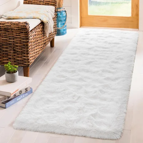 Miniatura 26 de Terrug Alfombra Corredor Negra Esponjosa para Dormitorio, 2x6 Pies Lindas Alfombras de Área de Pelo Largo para Pasillo, Alfombra de Felpa Suave
