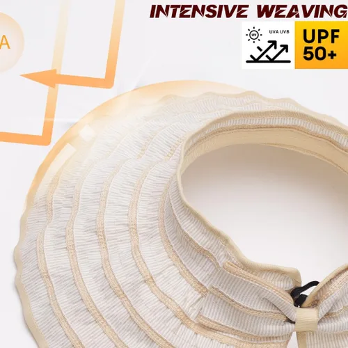 Miniatura 4 de Sombreros de visera para mujer, estilo vintage, de ala ancha, enrollables, para verano, playa, jardín, sombrero ligero y plegable