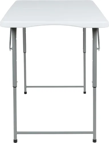 Miniatura 5 de Flash Furniture Mesa plegable de plástico blanco de granito biplegable ajustable de altura de 4 pies