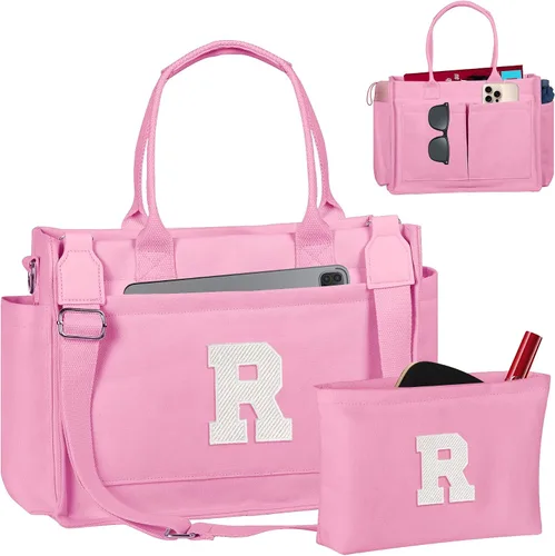Miniatura 56 de Easter Basket Stuffers, Initial Tote Bag with Makeup Bag, Birthday Gifts for Women, Teen Girl Gifts Trendy Stuff