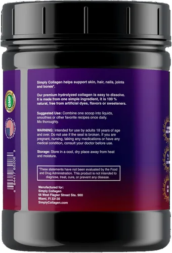 Miniatura 9 de Simply Collagen® Péptidos de colágeno hidrolizados en polvo alimentados con pasto, sin sabor, tipo I y III para apoyar el cabello, la piel