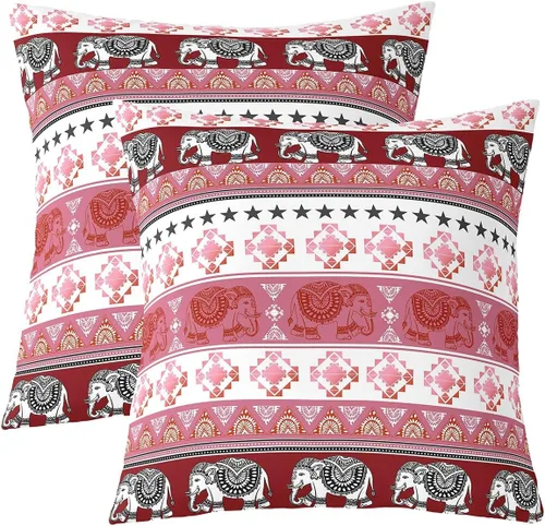 Miniatura 30 de Rustic Musical Double Sides Print Pillow Covers,Guitar Bass Instruments Print Soft Square Cushion Cases 24"x 24",Retro Note Boho Ethnic Plaid Throw