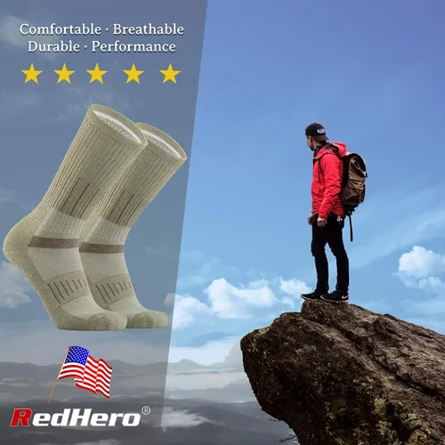 Miniatura 3 de Calcetines acolchados de lana merina para hombre, para senderismo, senderismo, senderismo, suaves, acogedores, ajuste térmico, control de humedad