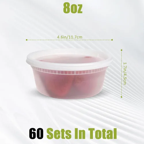 Miniatura 2 de EASYTRIP [60 juegos] Contenedores deli de 8 oz con tapas, contenedor de almacenamiento de alimentos con tapa hermética, recipientes de plástico