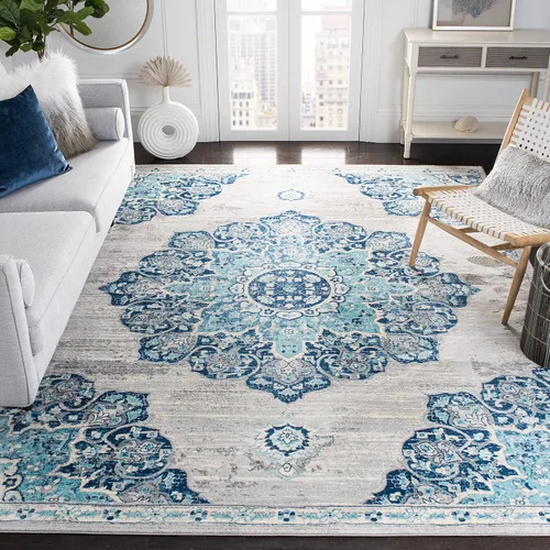 Miniatura 8 de SAFAVIEH Brentwood Collection - Alfombra decorativa de 2 x 4 pies, diseño desgastado de medallón, no desprende pelusa y de fácil cuidado, ideal