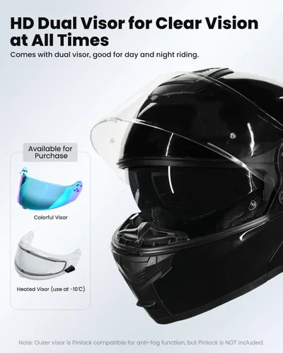 Miniatura 5 de ILM 159BT - Casco modular de motocicleta Bluetooth para 2-3 conductores, intercomunicador, cara completa, casco abatible DOT con máscara facial