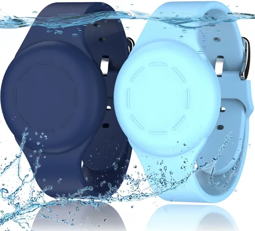 Miniatura 18 de R-fun Impermeable para Brazaletes Air Tag [Paquete de 2] Compatible con Localizadores Apple Air Tag, Funda Protectora de Silicona Suave, Anti