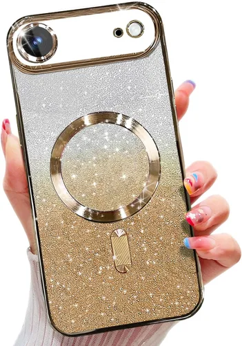 Miniatura 11 de Misscase Funda magnética compatible con iPhone 14 con purpurina y protector de lente de cámara, protección completa, compatible con MagSafe