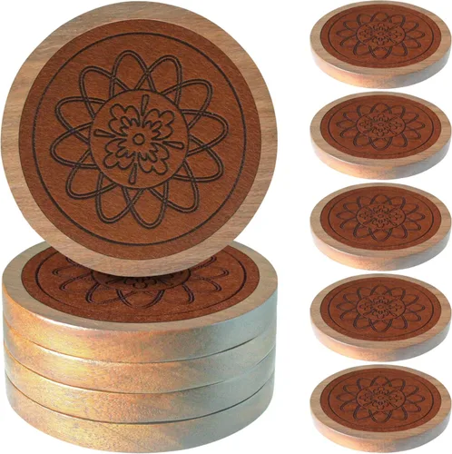 Miniatura 15 de Posavasos de madera para bebidas, Minacun conjuntos de posavasos absorbentes de 5, posavasos para bebidas para protección de mesa de café