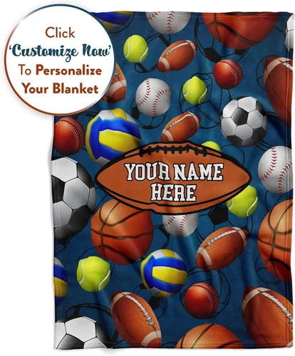 Miniatura 4 de Manta personalizada para niños y niñas, fútbol, voleibol, tenis, manta personalizada para niños, manta personalizada para viajes, manta de regalo V2