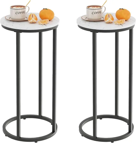Miniatura 8 de Easy Paws - Mesa auxiliar en forma de C, mesa lateral pequeña para sofá y cama, mesa de aperitivos dorada para espacios pequeños, sala de estar