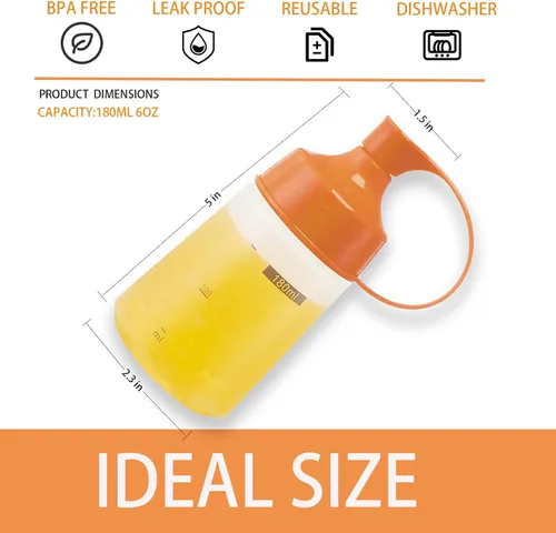 Miniatura 2 de Botellas de chorro para condimentos para salsas de plástico – (2 piezas, 6 onzas) botellas de ketchup con parte superior para pintar líquidos